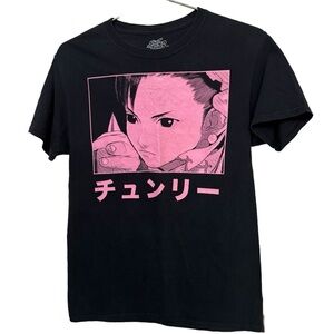 NICE Street Fighter Anime Black & Hot PINK Full Graphic Women’s S T-Shirt
